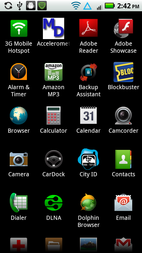 Appliications on Droid 2