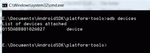 Screen capture of adb devices command