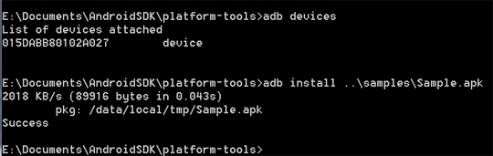 Command prompt using adb install command