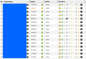 Overview of all domains registered