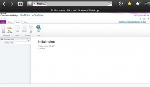 OneNote running in PlayBook browser