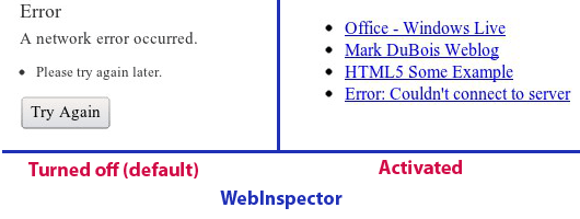 Web Inspector on vs. off