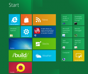 Initial view of Windows 8