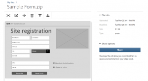 Sample form wireframe in Adobe Creative Cloud