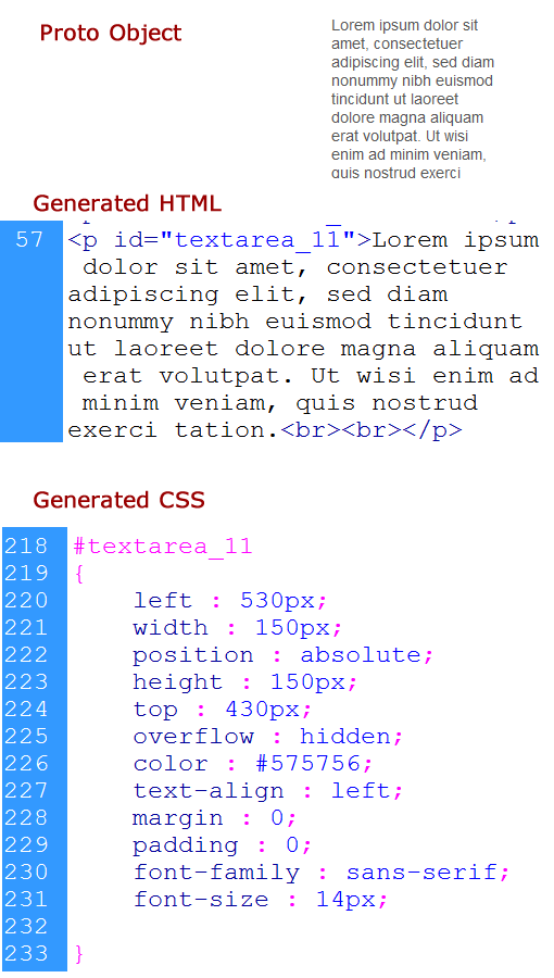Paragraph code generated from Proto