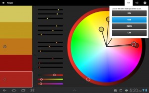 Color editor in kuler touch app