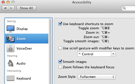 Accessibility Zoom feature