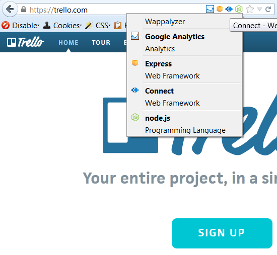 Trello and Wappalyzer