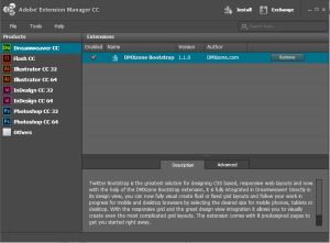 Installed Dreamweaver Extension