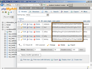 PHPMyAdmin hash values