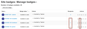 Managing badges in Moodle