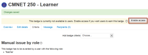 Enable badge access in Moodle