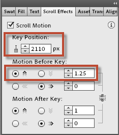 Scroll motion properties for image