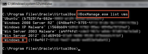 Running VBoxManage