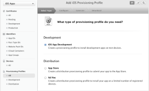 Creating a provisioning profile