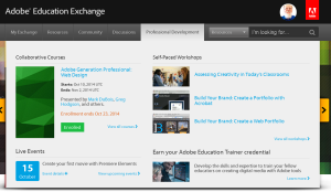 Adobe Education exchange featuring the web design class