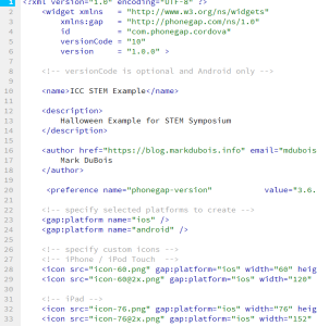 config.xml file ocntents