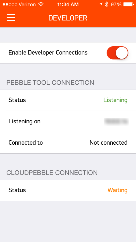 Developer mode on watch using iPhone app