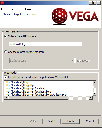 Vega Scan Parameters