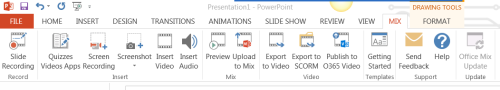 Office Mix ribbon in PowerPoint