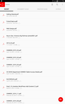 Files visible in Acrobat DC on my Android tablet