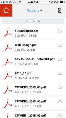 View of files in Acrobat on my iPhone