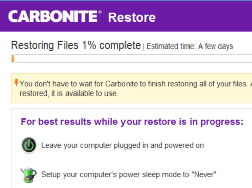 Restoring from Carbonite