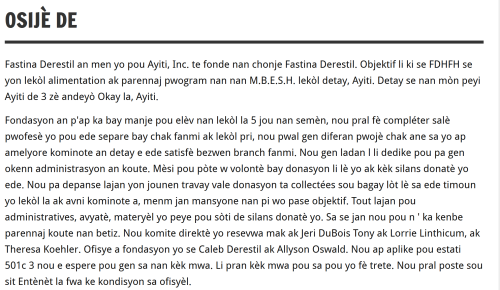 Web site translated to Creole