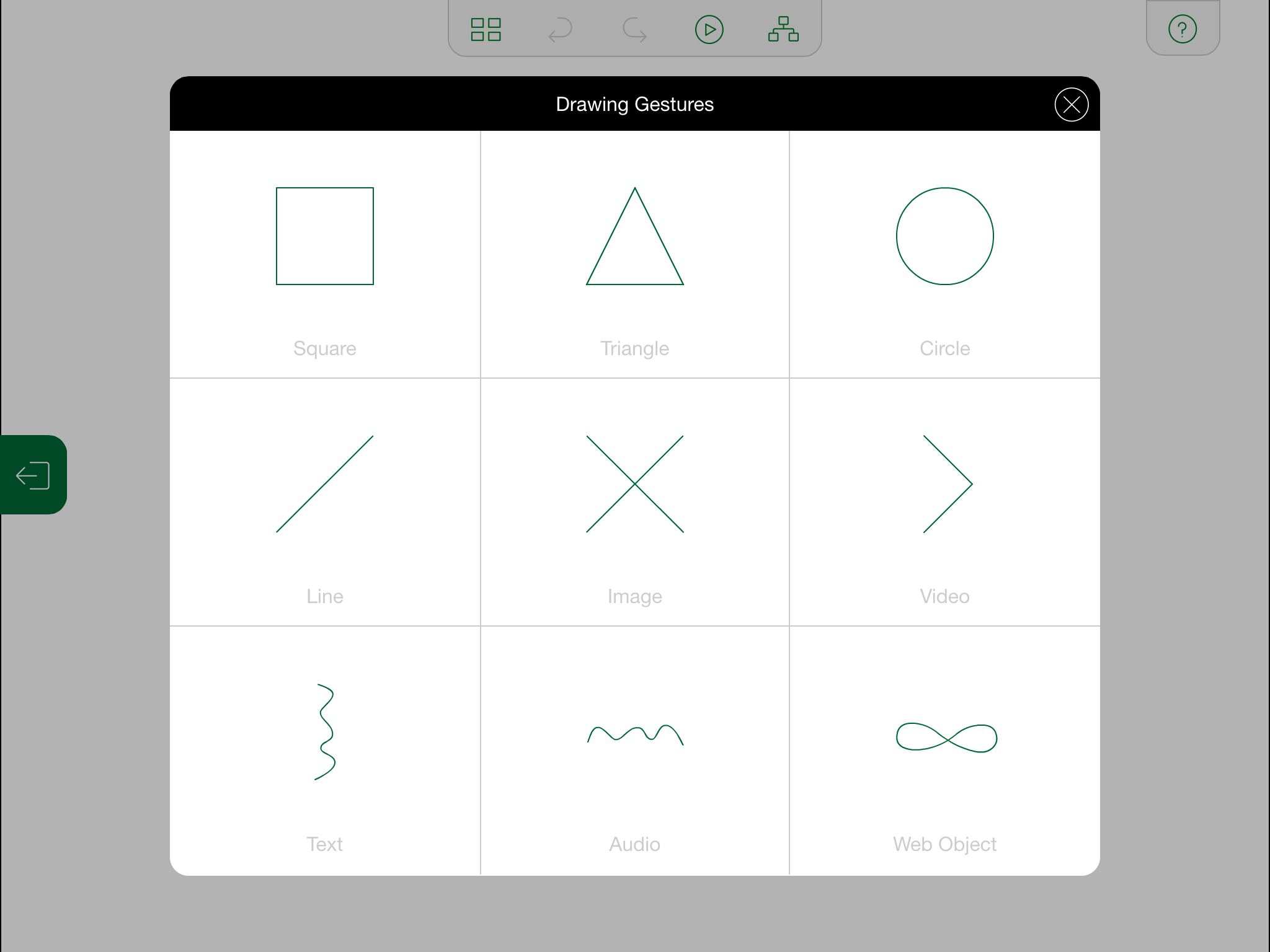 Help gestures cheat sheet