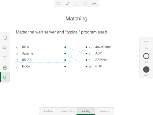 Working with a matching question