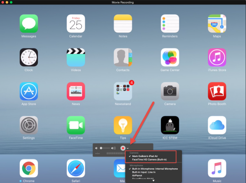 Using Quicktime Player to display contents of an iPad