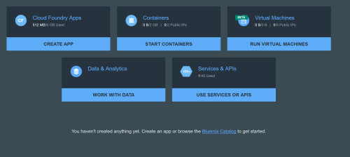 Bluemix dashboard