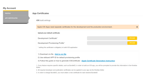 Entering iOS certificate values