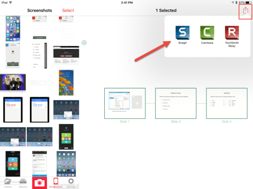 Sharing a screen capture on my iPad with Snagit