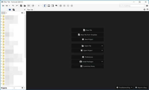 KomodoEdit Interface