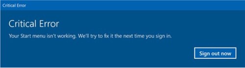 Critical error - start menu not working