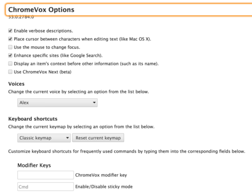 ChromeVox options