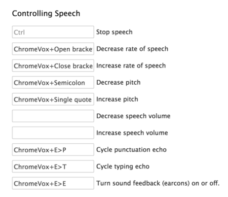 ChromeVox speech options