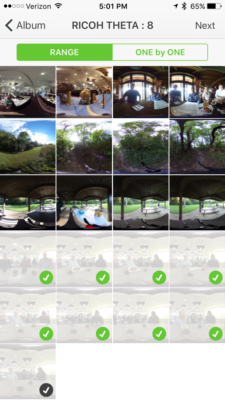 Selecting images in sequence for time lapse