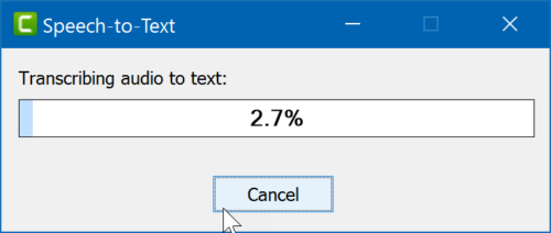 Progress Bar Transcribing Audio