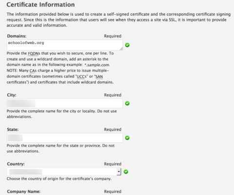 One needs to provide details as part of the certificate signing request