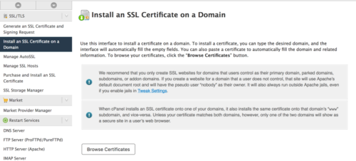 Options to install the SSL