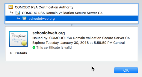 SSL public key details viewed in browser