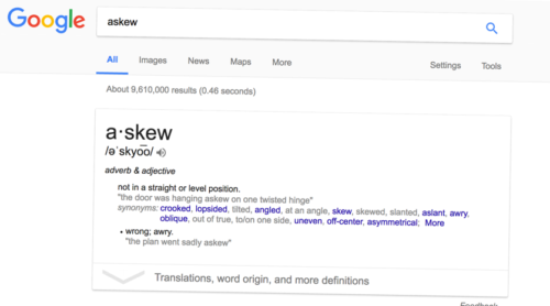 Page tilts when you search for askew