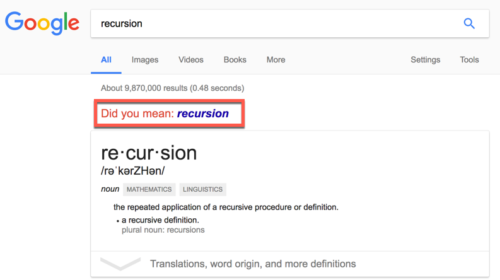 Recursive search for recursion