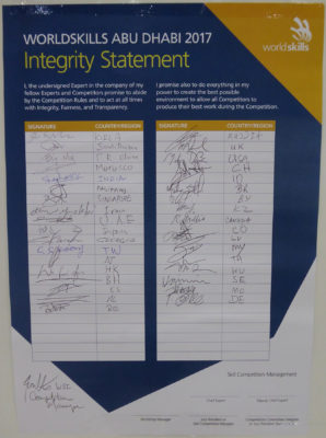 Integrity statement signed by experts