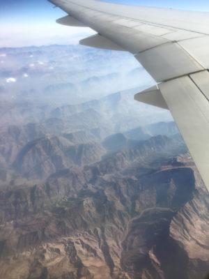 View of Iran Iraq border from 37,000 feet.