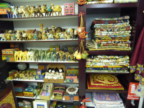 Many items for sale in small shops