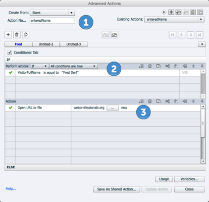 Coding an advanced action