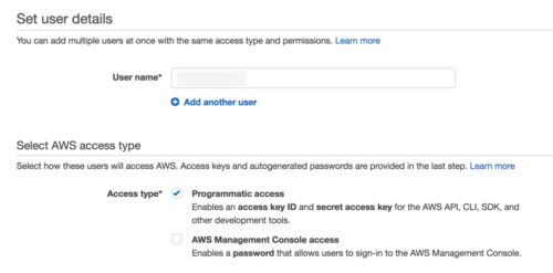 Creating a user with programmatic access